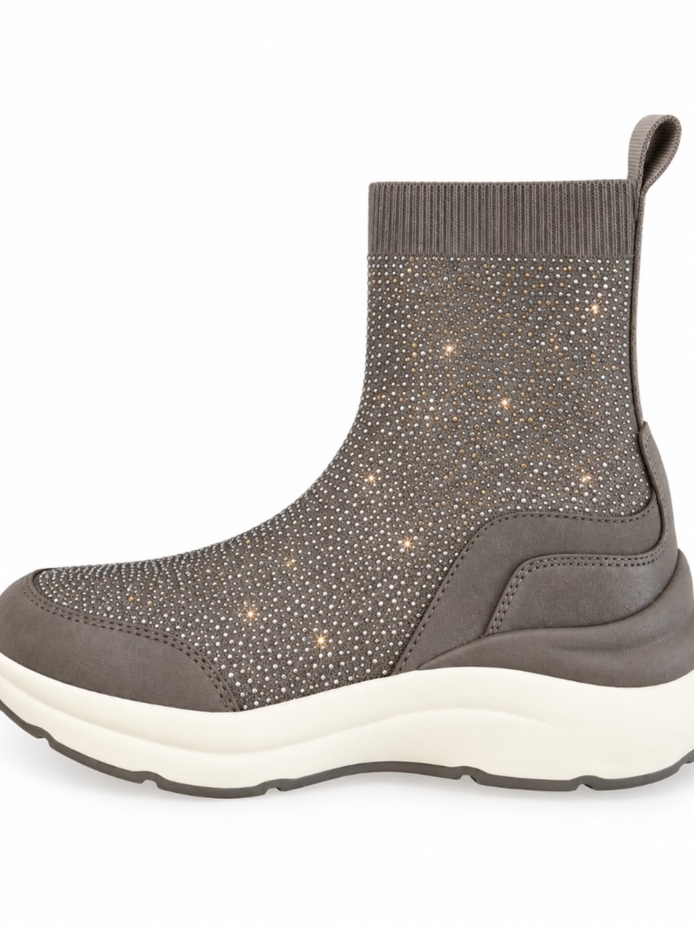 Zara chunky ankle boots sparkle/bling fabric/sock upper beige 40/9 contemporary